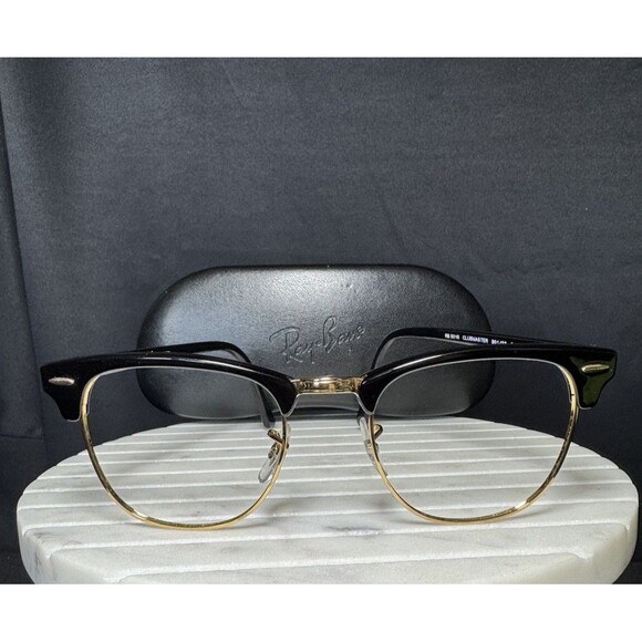 Authentic Ray-Ban Clubmaster Black Gold Glasses Frame - RB3016 - Picture 1 of 8